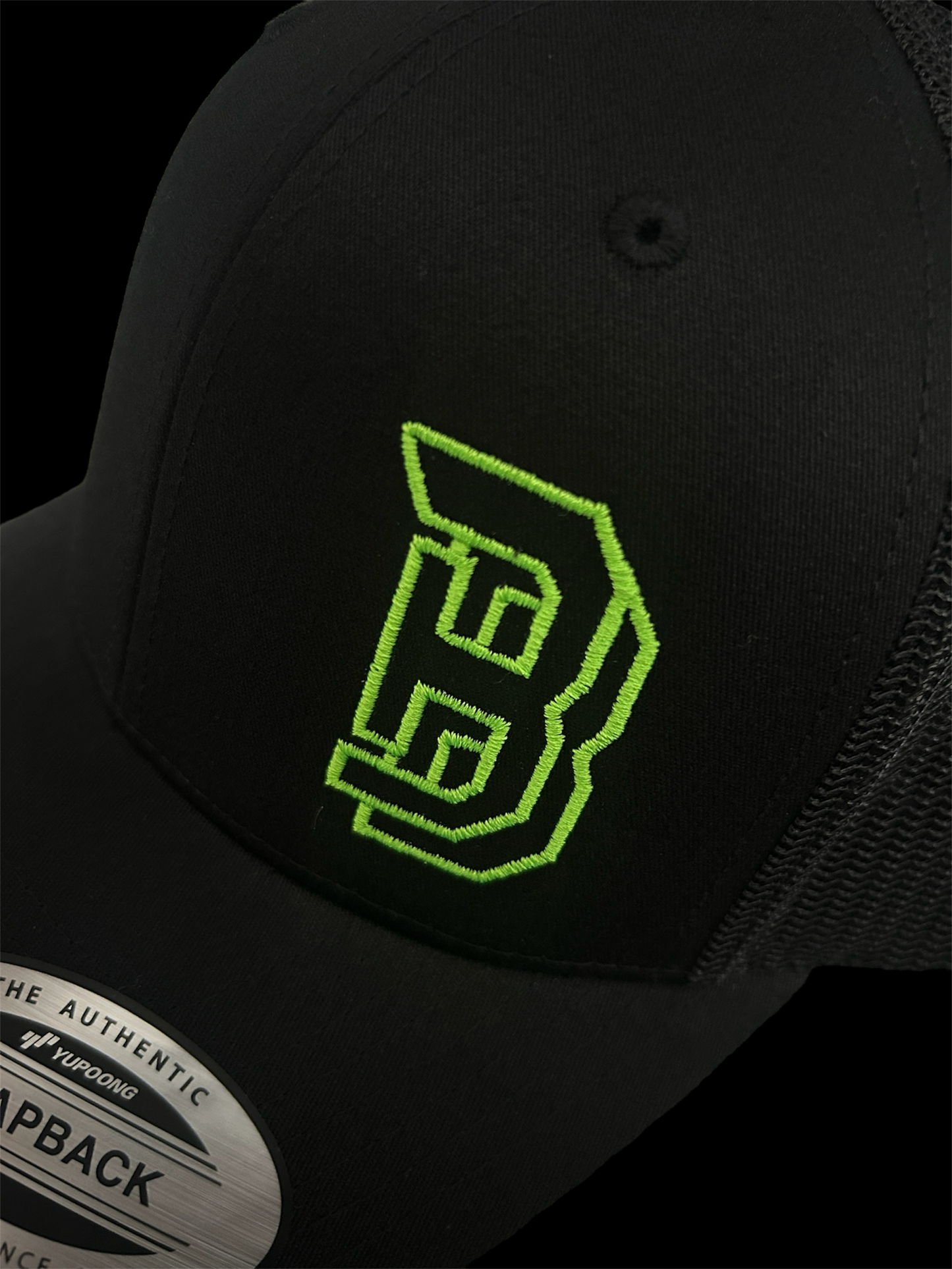BASICS Cap - Black (lime green stitch)