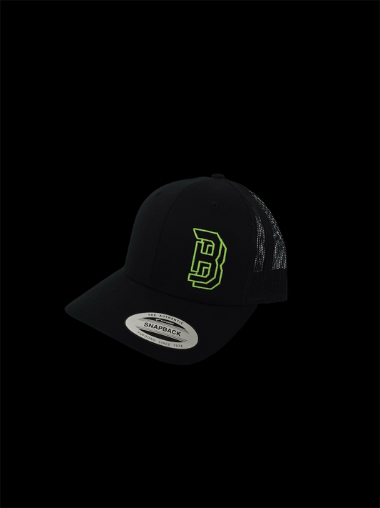 BASICS Cap - Black (lime green stitch)